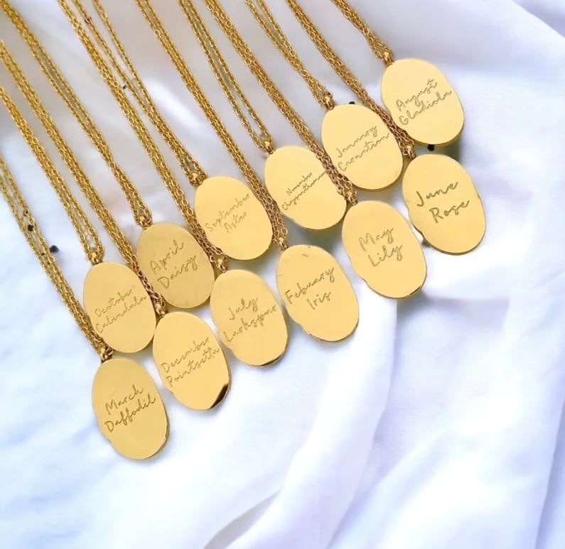 Image of Gold birth flower pendants 