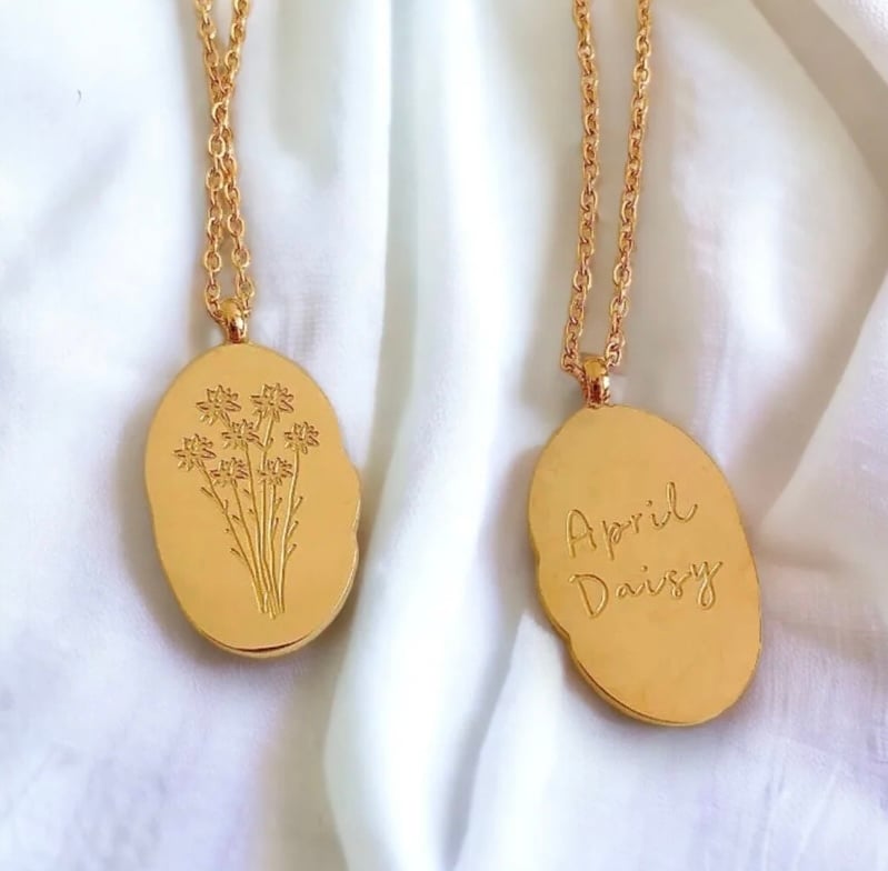 Image of Gold birth flower pendants 