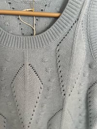 Image 4 of Knitted Sleeveless Sweater Vest Soft Gray/Light Blue Color