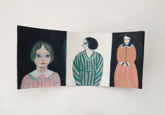 SALE - Three sisters ~ Original painting on cardboard/Wall hanging 