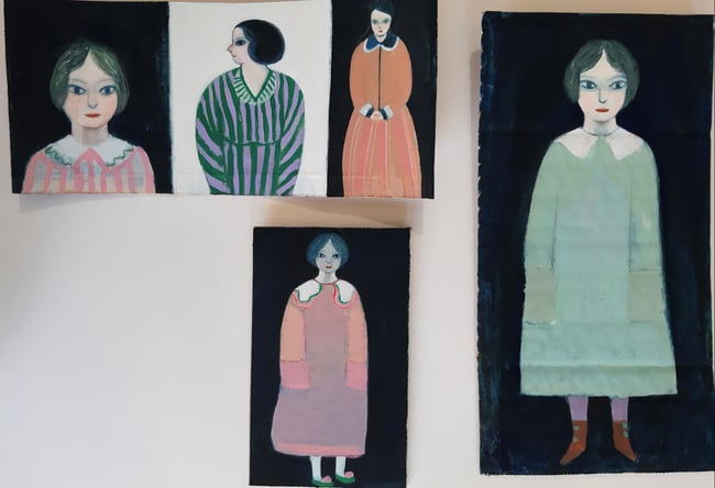 SALE - Three sisters ~ Original painting on cardboard/Wall hanging 