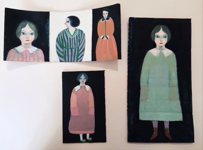 SALE Freda ~ Original painting on cardboard/ wall hanging 