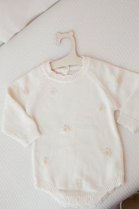 Image 3 of Flower stitch romper 12 months 