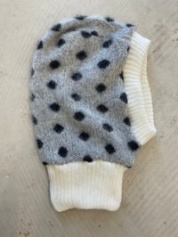Image 2 of Black and white dots knitted alpaca wool balaclava 