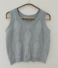 Image 1 of Knitted Sleeveless Sweater Vest Soft Gray/Light Blue Color