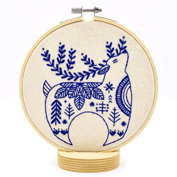 Image of NEW! Hygge Deer Embroidery Kit by Hook Line & Tinker