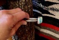 Image 4 of Triangle Hand Forged Sterling Cuff Bracelet with Iron Maiden Turquoise (thick width)