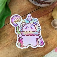 Cotton Cat-ndy Wizard | Holographic Sticker
