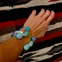 Image 3 of Triangle Hand Forged Sterling Cuff Bracelet with Blue Moon Turquoise (Thinner Width)