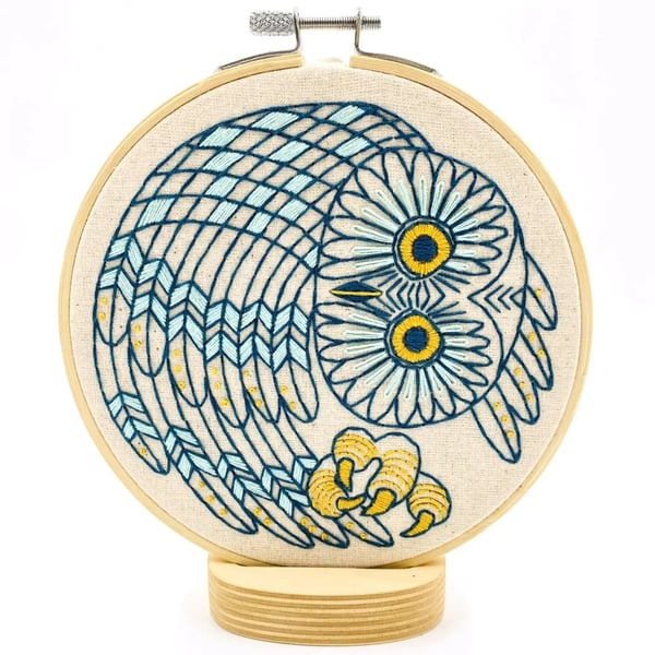 Image of NEW! Saw Whet Owl Embroidery Kit by Hook Line & Tinker