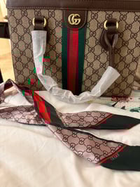 Image 1 of Gucci GG Supreme Tote with Web Stripe