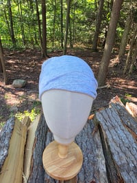 Image 3 of Upcycled Linen Stretchy Wrap- light blue Melange 