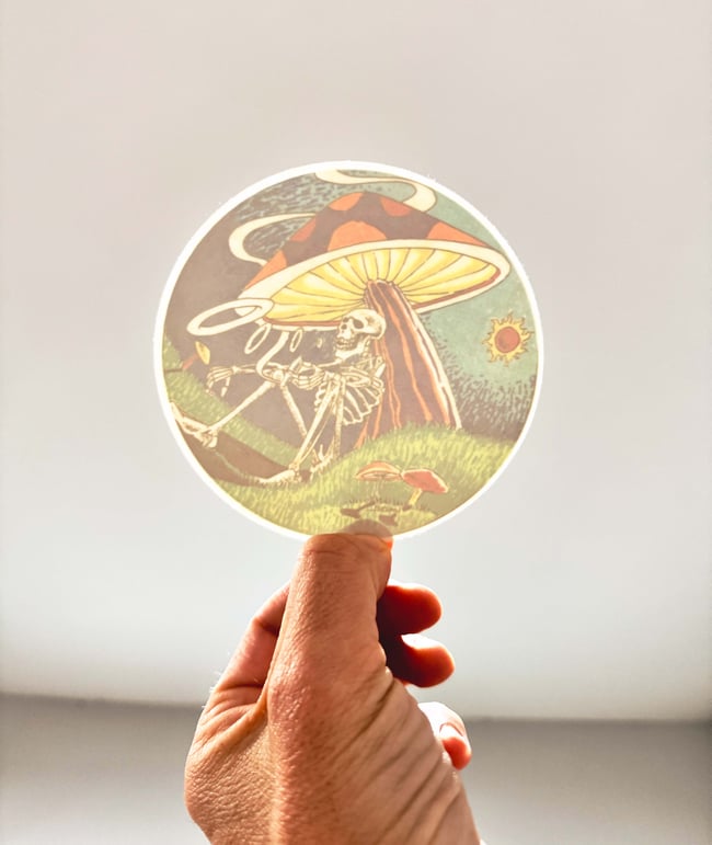Grateful Dead 90s Smoking Skeleton 4.5" Window Sticker
