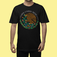 Image 2 of Vibrant Mexican Heritage Graphic Tee - States Unidos Mexicanos Emblem in Classic Black Eco-Friendly 