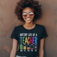 "Battery Life of a Teacher" Funny Graphic T-Shirt
