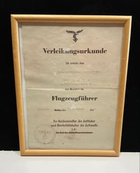 Image 2 of WW2 (Nazi Germany) Luftwaffe Framed Pilot's License Certification + Related Documents/Photos