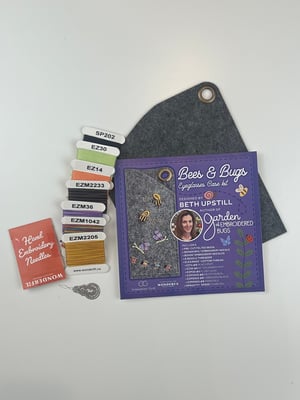 Image of Bees & Bugs Eyeglass Case Kit - You Will Need Garden of Embroidered Bugs book