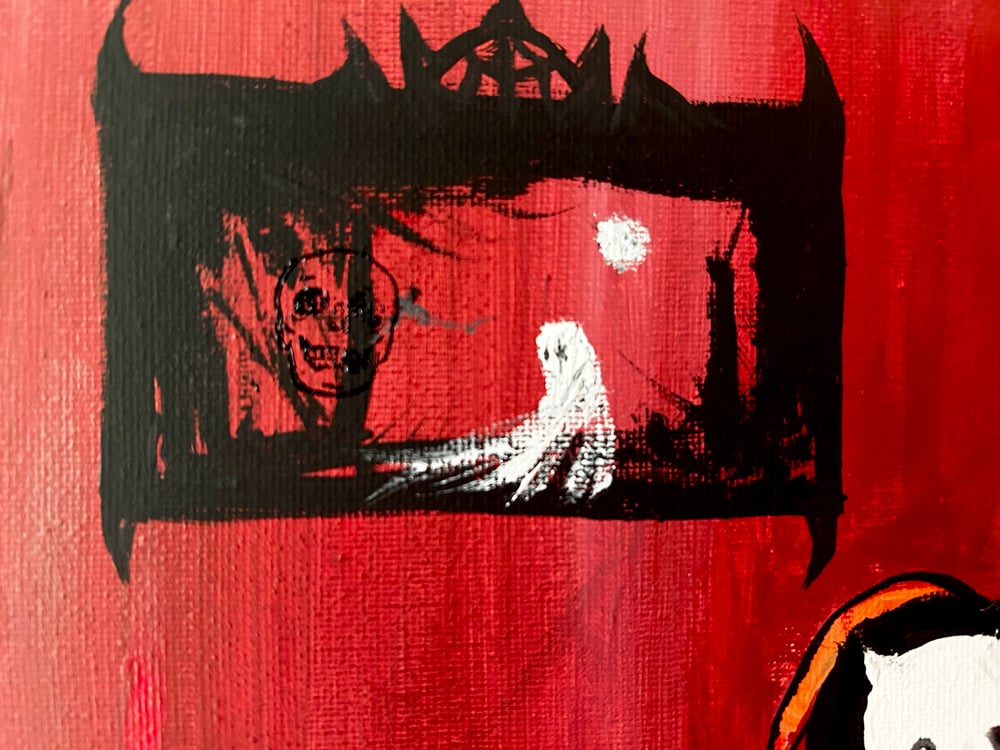 Image of Gothic Gibbies family dinner original painting 