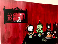 Image 4 of Gothic Gibbies family dinner original painting 