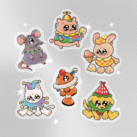 Image 1 of clown animals - clear stickers