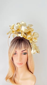 Image 1 of Gold Orchid Fascinator  Halo Flower Crown