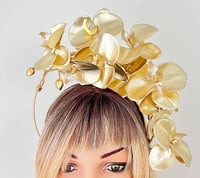 Image 2 of Gold Orchid Fascinator  Halo Flower Crown
