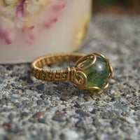 Image 1 of Moss agate brass ring 