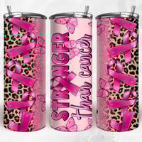 Image 1 of Tumbler-Stronger than Cancer Awareness 20oz skinny tumbler Wrap