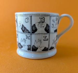 Finger spelling alphabet mug