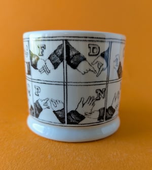 Finger spelling alphabet mug
