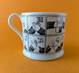 Finger spelling alphabet mug