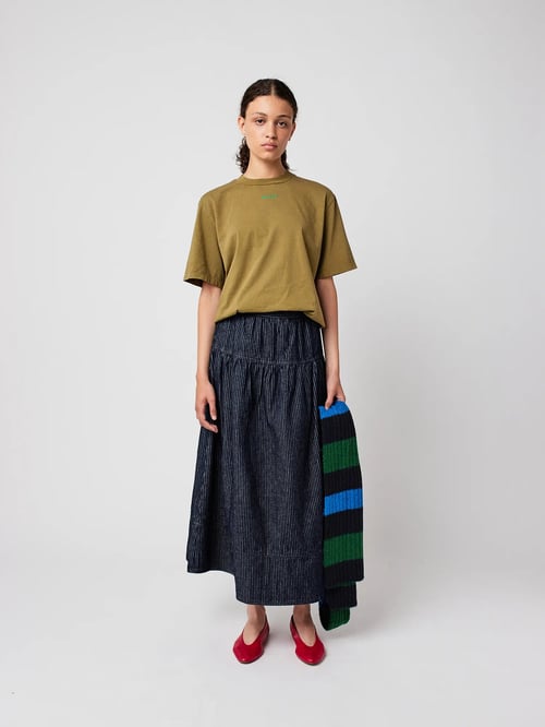 Image of 2-Falda vaquera a rayas Denim A‑line stripe skirt