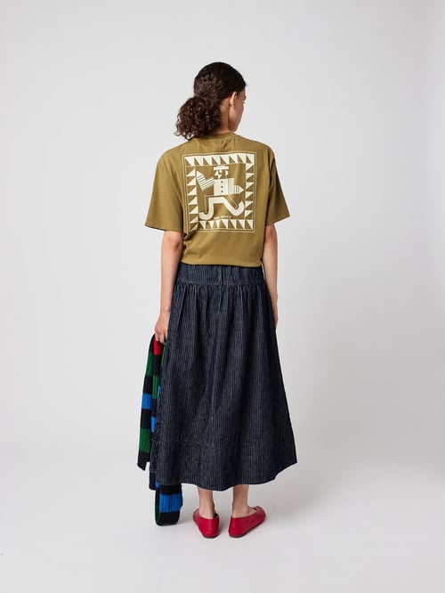 Image of 2-Falda vaquera a rayas Denim A‑line stripe skirt