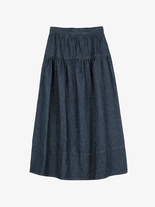 Image of 2-Falda vaquera a rayas Denim A‑line stripe skirt