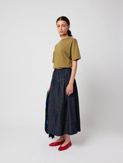 Image of 2-Falda vaquera a rayas Denim A‑line stripe skirt