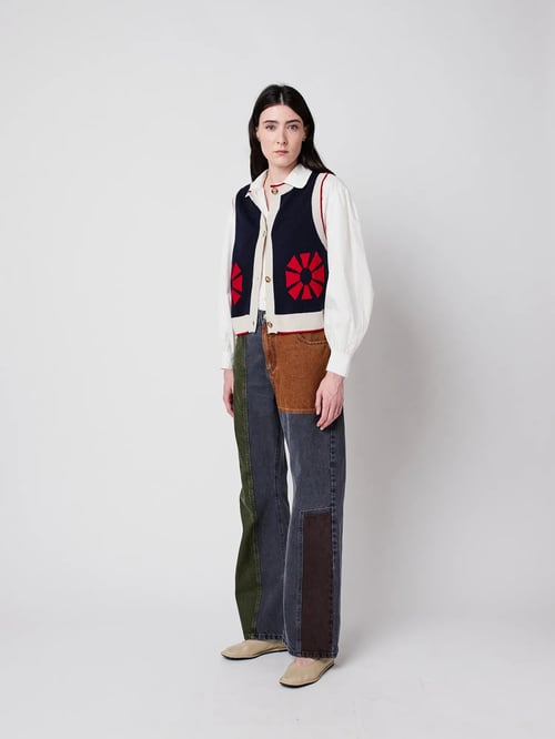 Image of 1-Chaleco de punto flores flower knitted vest