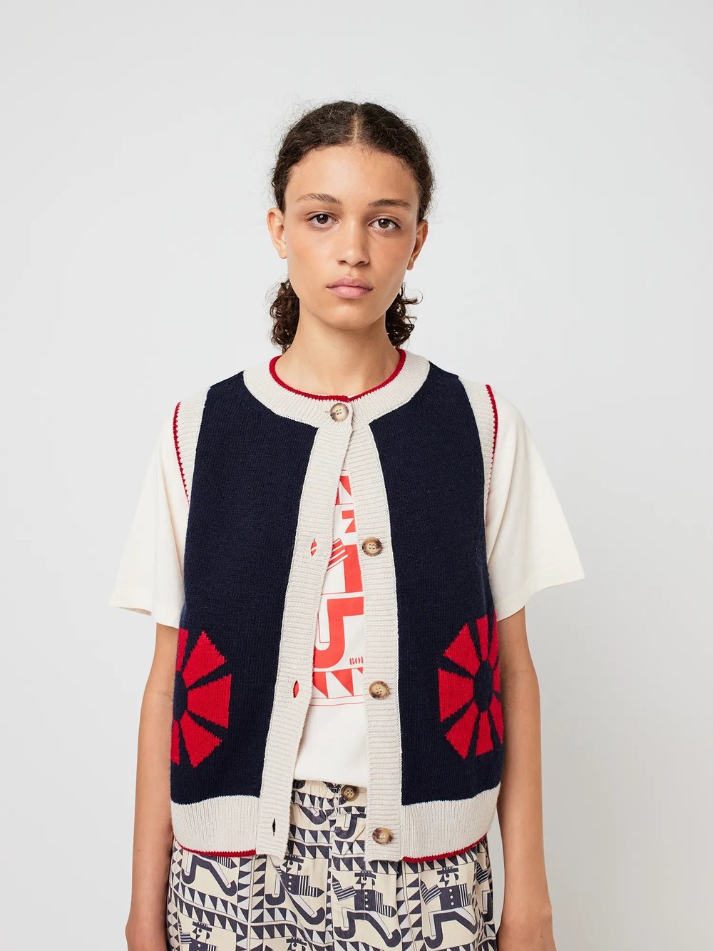 Image of 1-Chaleco de punto flores flower knitted vest