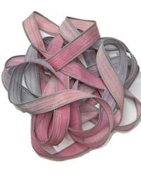 Image 2 of  1PC. PINK ELEPHANTS  42" Hand Dyed Finished Edge Silk Wrist Wrap Bracelet/Jewelry/Craft Ribbon