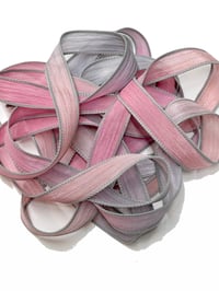 Image 3 of  1PC. PINK ELEPHANTS  42" Hand Dyed Finished Edge Silk Wrist Wrap Bracelet/Jewelry/Craft Ribbon