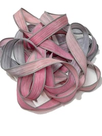 Image 5 of  1PC. PINK ELEPHANTS  42" Hand Dyed Finished Edge Silk Wrist Wrap Bracelet/Jewelry/Craft Ribbon