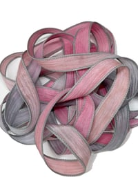 Image 1 of  1PC. PINK ELEPHANTS  42" Hand Dyed Finished Edge Silk Wrist Wrap Bracelet/Jewelry/Craft Ribbon