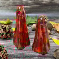Image 1 of Handmade Red Ceramic Ghost Ornament – Terracotta Clay Decoration