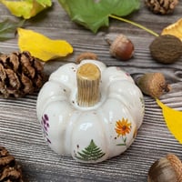 Image 4 of Handmade Ceramic Pumpkin with Wildflower Decals 