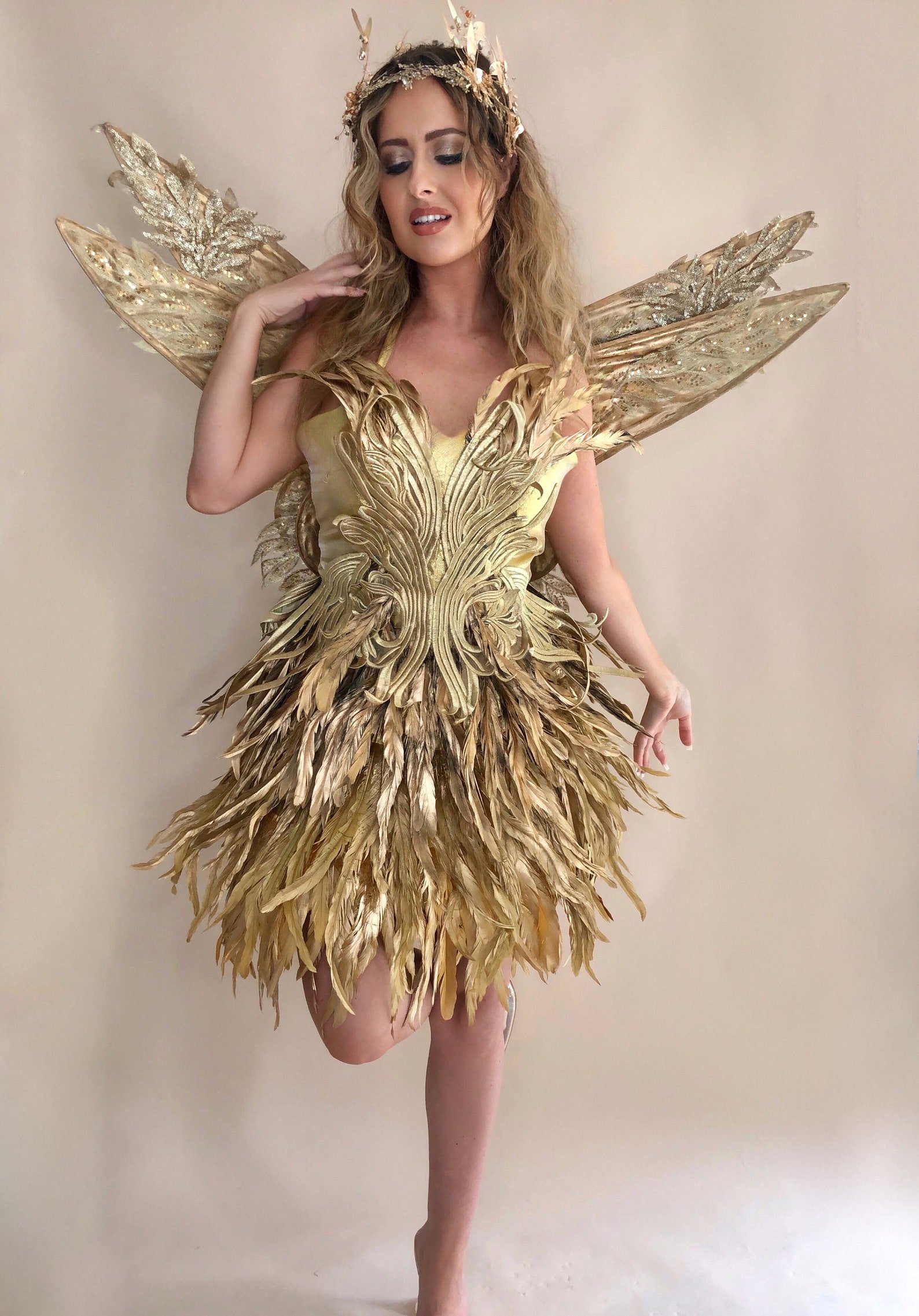 Gold Feather Forest Fairy Costume | The Life of O'Reilly Gold Feather Forest Fairy Costume | The Life of O'Reilly