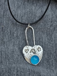 Image 1 of Made to Order in 2 to 3 weeks! - Cornish Heart Necklace - with Chalcedony Gemstone 