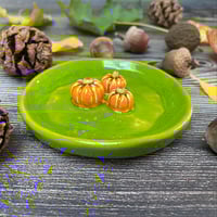 Image 4 of Handmade Ceramic Green Dish with Tiny Pumpkins – Autumn Decoration