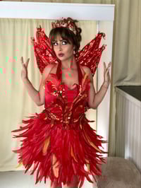 Image 3 of Red Fire Fairy Costume – Handmade Luxury Adult Fairy Outfit with Wings & Crown