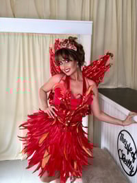 Image 2 of Red Fire Fairy Costume – Handmade Luxury Adult Fairy Outfit with Wings & Crown