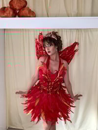 Image 10 of Red Fire Fairy Costume – Handmade Luxury Adult Fairy Outfit with Wings & Crown