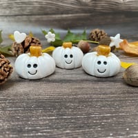 Image 2 of Matte White Ceramic Smiley Pumpkins